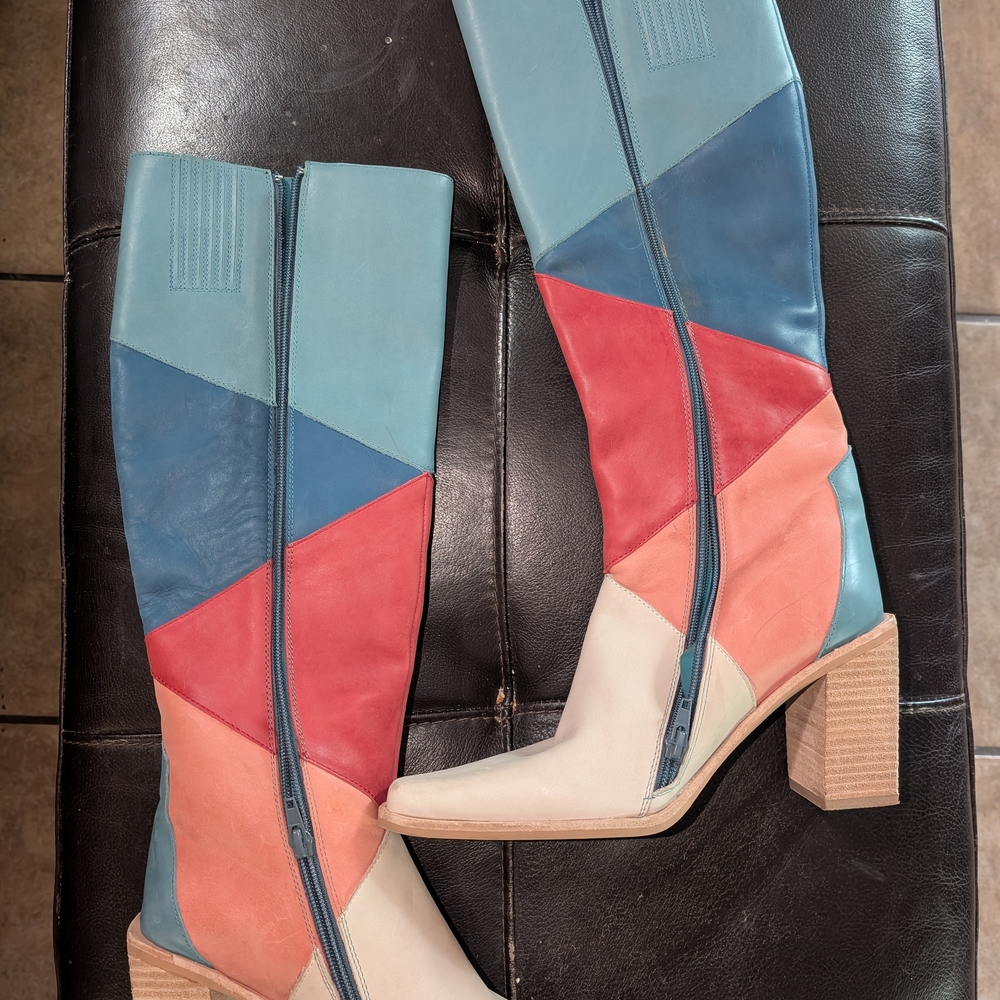 Colorful Patchwork Knee-High Boots - image 2